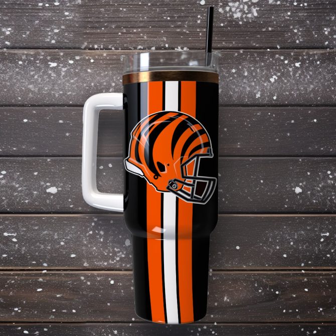Cincinnati Bengals Football Nfl Sport Custom Stanley Quencher 40Oz Stainless Steel Tumbler With Handle - Image 4