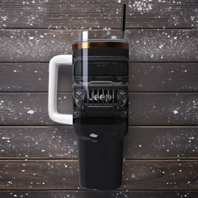 Black Car Custom Stanley Quencher 40Oz Stainless Steel Tumbler With Handle - Image 4
