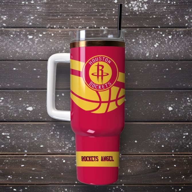 Houston Rockets Basketball Nba Sport Custom Stanley Quencher 40Oz Stainless Steel Tumbler With Handle - Image 4