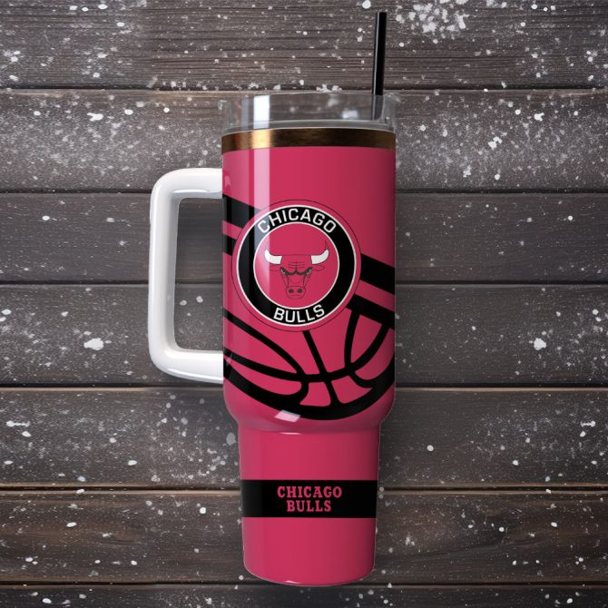 Chicago Bulls Basketball Nba Sport Custom Stanley Quencher 40Oz Stainless Steel Tumbler With Handle - Image 4