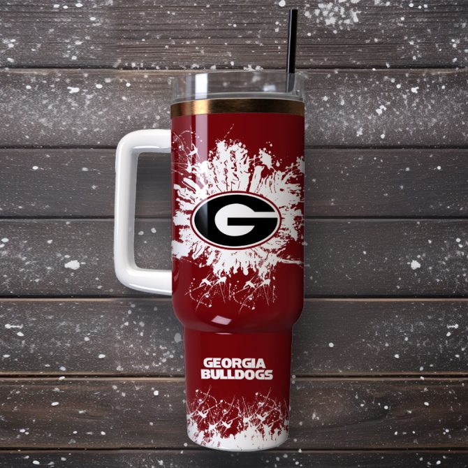 Georgia Bulldogs Football Ncaa Sport Custom Stanley Quencher 40Oz Stainless Steel Tumbler With Handle - Image 4