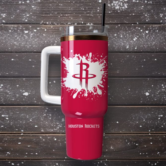 Houston Rockets Basketball Nba Sport Custom Stanley Quencher 40Oz Stainless Steel Tumbler With Handle - Image 4