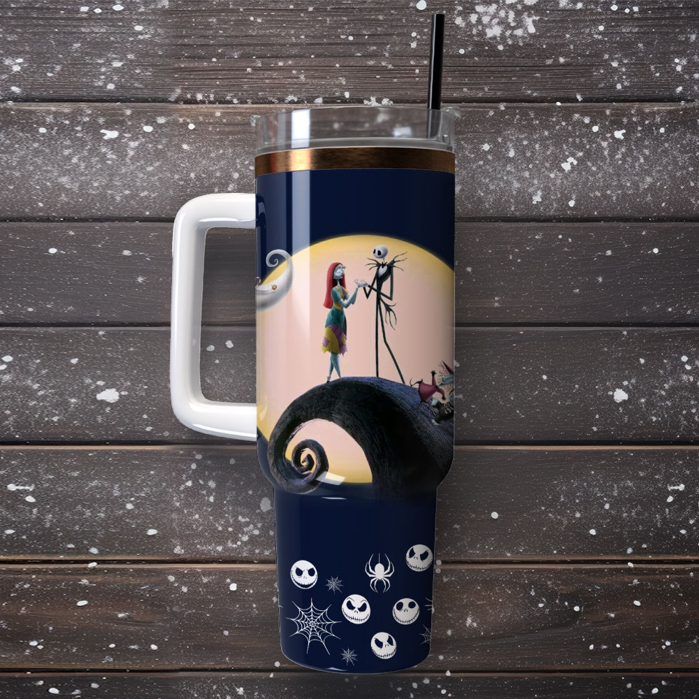 The Nightmare Before Christmas Movie Custom Stanley Quencher 40Oz Stainless Steel Tumbler With Handle - Image 4