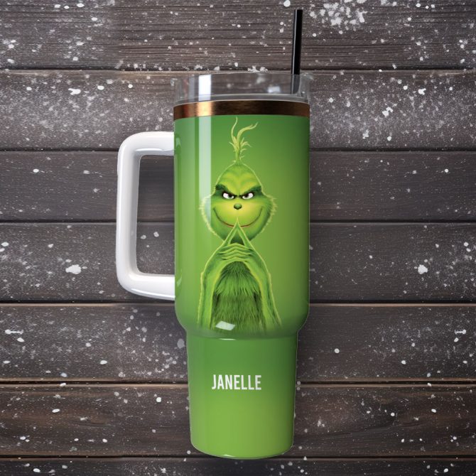 Grinch Movie Custom Stanley Quencher 40Oz Stainless Steel Tumbler With Handle - Image 4