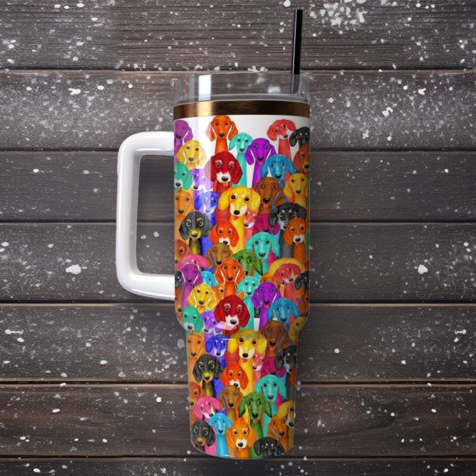 Dog Artwork Custom Stanley Quencher 40Oz Stainless Steel Tumbler With Handle - Image 4
