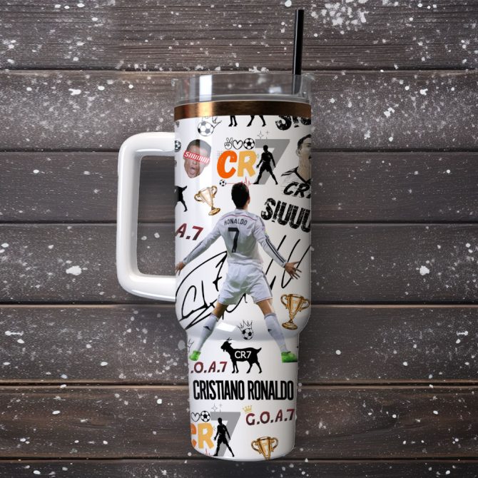 Cr7 Ronaldo Soccer Custom Stanley Quencher 40Oz Stainless Steel Tumbler With Handle - Image 3