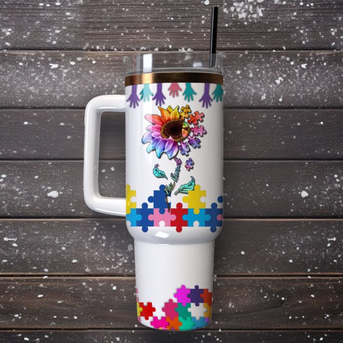 Flower Art Custom Stanley Quencher 40Oz Stainless Steel Tumbler With Handle - Image 4