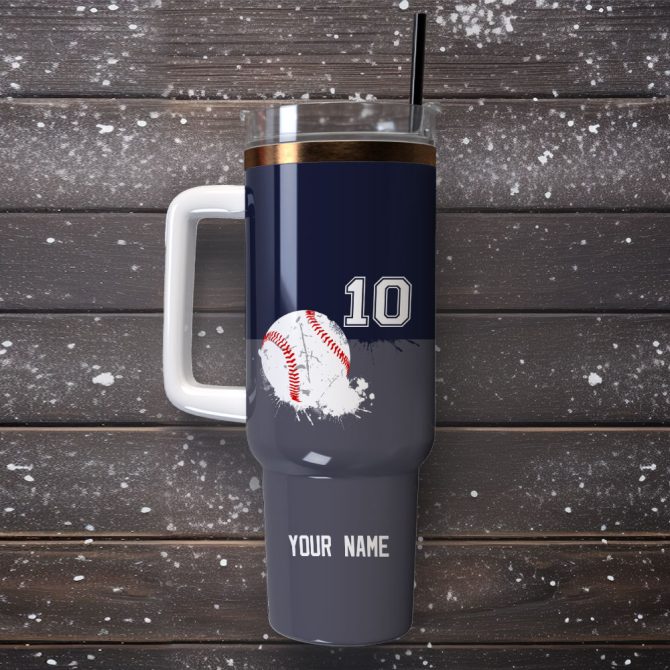 Baseball Custom Stanley Quencher 40Oz Stainless Steel Tumbler With Handle - Image 4