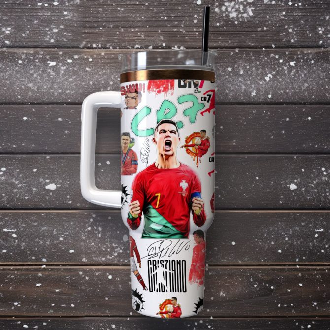 Cr7 Ronaldo Soccer Custom Stanley Quencher 40Oz Stainless Steel Tumbler With Handle - Image 3