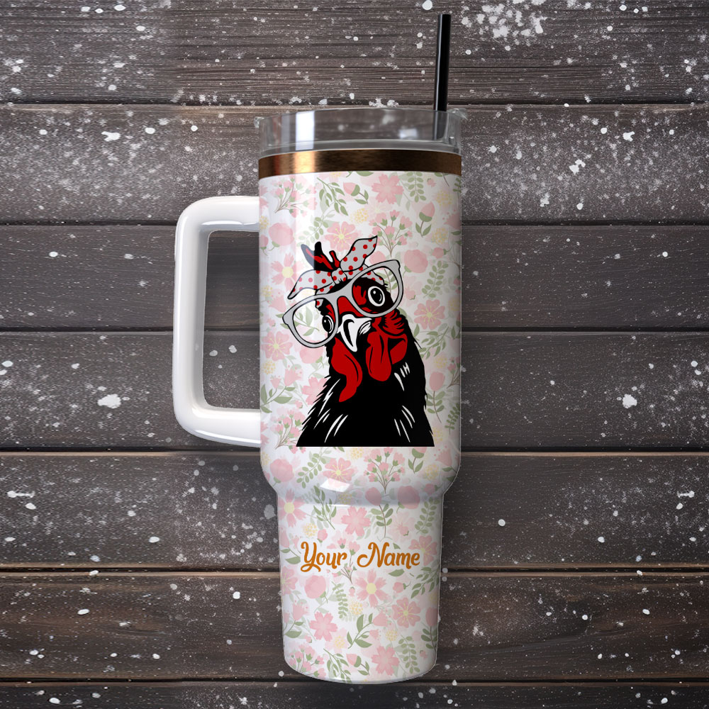 Yes I Am The Crazy Chicken Lady Custom Stanley Quencher 40Oz Stainless Steel Tumbler With Handle - Image 4
