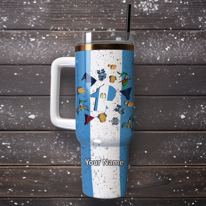 Argentina Flag Symbolcustom Stanley Quencher 40Oz Stainless Steel Tumbler With Handle - Image 4