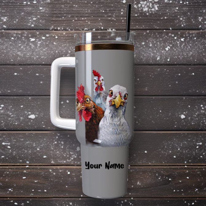 Chickens Custom Stanley Quencher 40Oz Stainless Steel Tumbler With Handle - Image 4