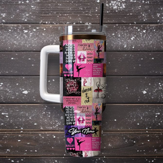 Ballet Dance To The Moon Custom Stanley Quencher 40Oz Stainless Steel Tumbler With Handle - Image 4