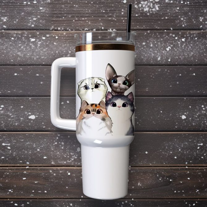 Cutie Cats Are My Favorite People Animal Custom Stanley Quencher 40Oz Stainless Steel Tumbler With Handle - Image 4