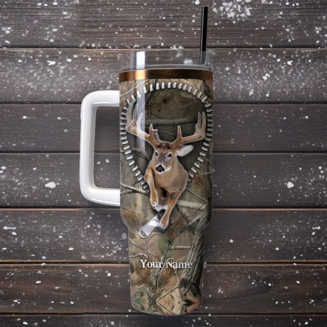 Deer Hunter Animal Custom Stanley Quencher 40Oz Stainless Steel Tumbler With Handle - Image 4