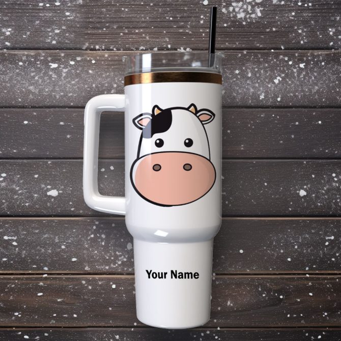 Dairy Cow Animal Custom Stanley Quencher 40Oz Stainless Steel Tumbler With Handle - Image 4