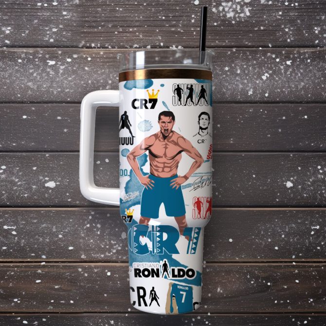 Cr7 Ronaldo Soccer Custom Stanley Quencher 40Oz Stainless Steel Tumbler With Handle - Image 3
