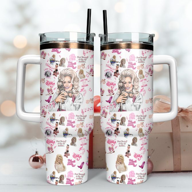 Dolly Parton Singer Song Writer Custom Stanley Quencher 40Oz Stainless Steel Tumbler With Handle - Image 2