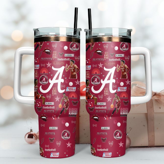 Alabama Crimson Tide Football Ncaa Custom Stanley Quencher 40Oz Stainless Steel Tumbler With Handle - Image 3