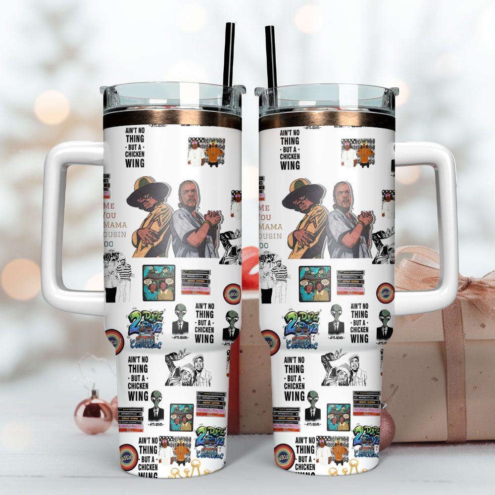 Outkast Chicken Wing Múic Custom Stanley Quencher 40Oz Stainless Steel Tumbler With Handle - Image 3