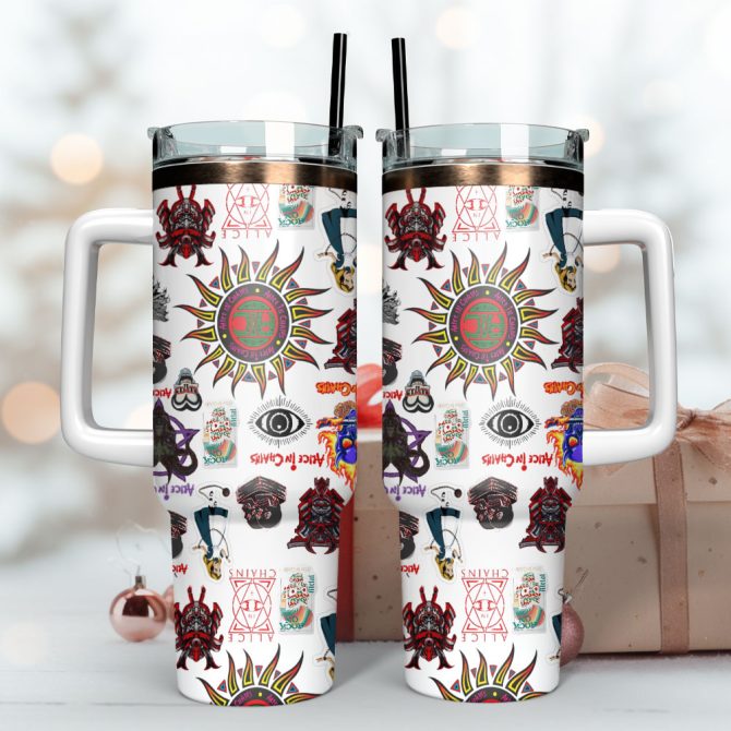 Alice In Chains Rock Band Custom Stanley Quencher 40Oz Stainless Steel Tumbler With Handle - Image 3