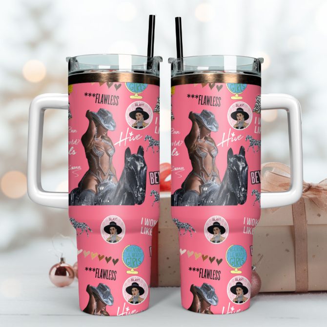 Beyonce Singer Custom Stanley Quencher 40Oz Stainless Steel Tumbler With Handle - Image 3