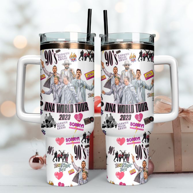Dna World Tour Backstreet Boys Custom Stanley Quencher 40Oz Stainless Steel Tumbler With Handle - Image 3
