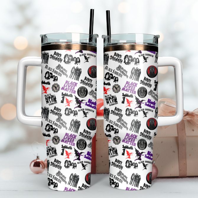 Black Sabbath Rock Band Custom Stanley Quencher 40Oz Stainless Steel Tumbler With Handle - Image 3