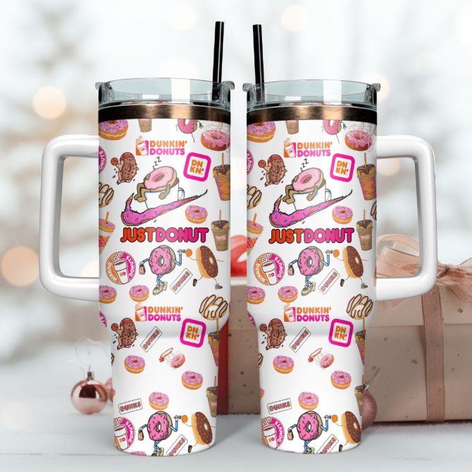 Dunkin Donuts Coffee Esspresso Custom Stanley Quencher 40Oz Stainless Steel Tumbler With Handle - Image 3