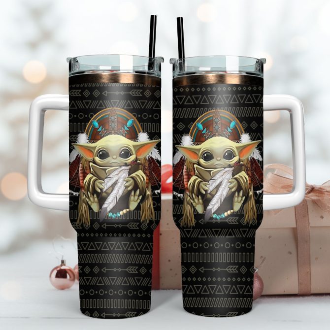 Baby Yoda Star War Movie Custom Stanley Quencher 40Oz Stainless Steel Tumbler With Handle - Image 3