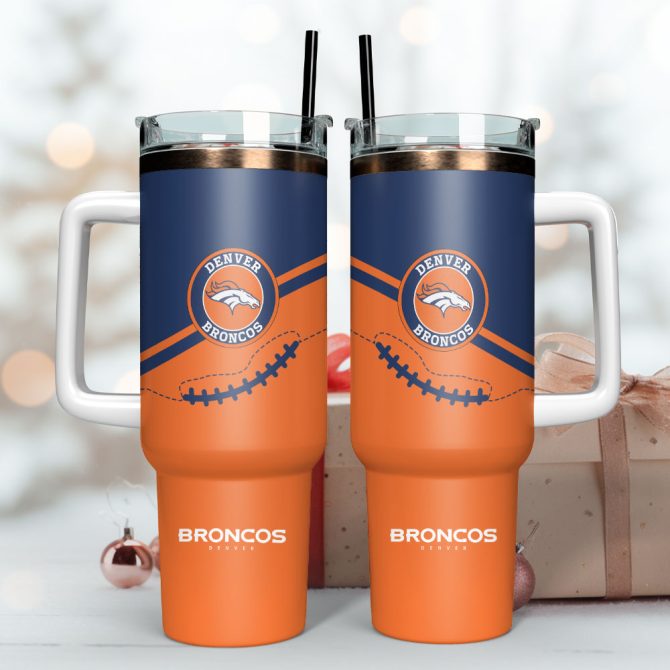 Denver Broncos Football Nfl Custom Stanley Quencher 40Oz Stainless Steel Tumbler With Handle - Image 3