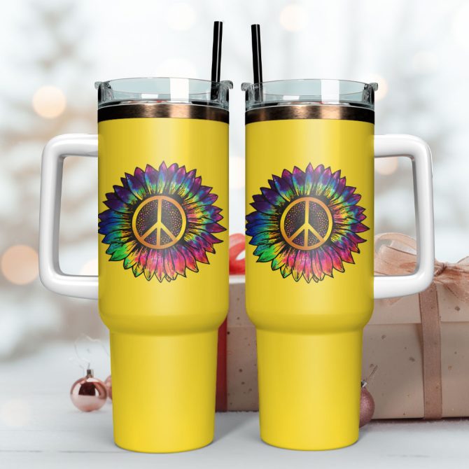 Flower Artwork Custom Stanley Quencher 40Oz Stainless Steel Tumbler With Handle - Image 3