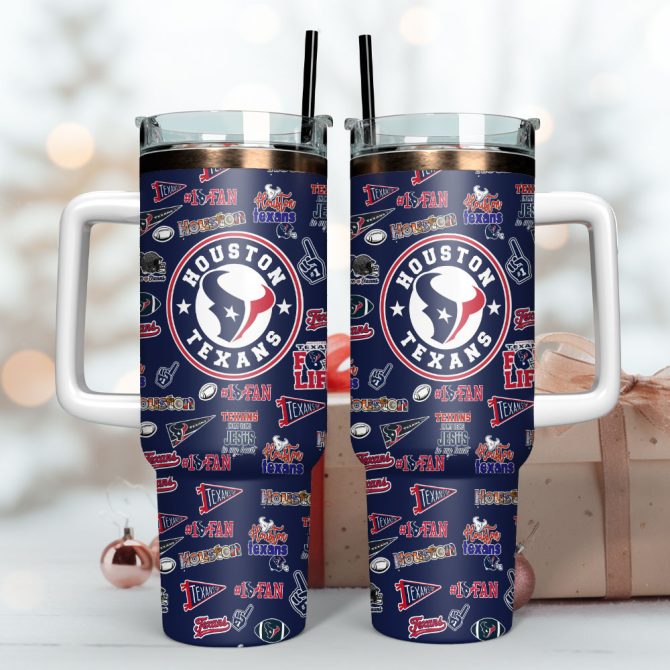 Houston Texans Football Team Nfl Custom Stanley Quencher 40Oz Stainless Steel Tumbler With Handle - Image 3