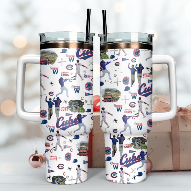Chicago Cubs Baseball Field Mlb Custom Stanley Quencher 40Oz Stainless Steel Tumbler With Handle - Image 3