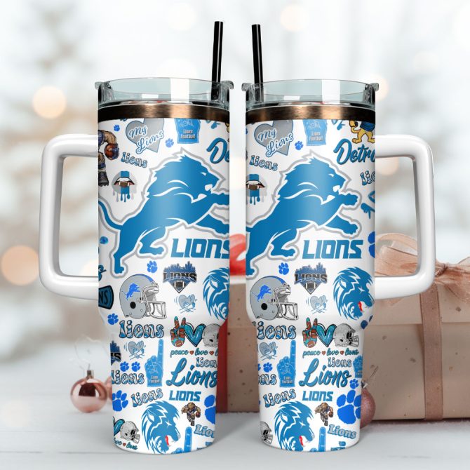 Detroit Lions Football Nfl Sport Custom Stanley Quencher 40Oz Stainless Steel Tumbler With Handle - Image 3