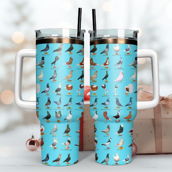Colorful Chicken Artwork Custom Stanley Quencher 40Oz Stainless Steel Tumbler With Handle - Image 4