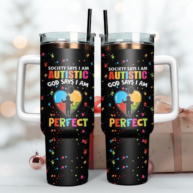 Autistic Perfect Artwork Painting Custom Stanley Quencher 40Oz Stainless Steel Tumbler With Handle - Image 3