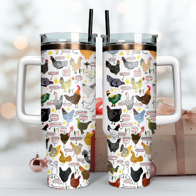 Cock Art Custom Stanley Quencher 40Oz Stainless Steel Tumbler With Handle - Image 3