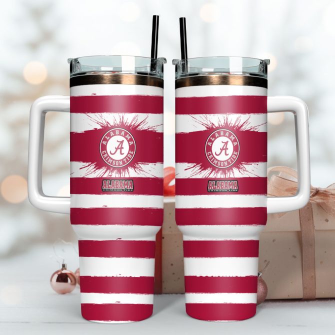 Alabama Crimson Tide Football Nfl Sport Custom Stanley Quencher 40Oz Stainless Steel Tumbler With Handle - Image 3