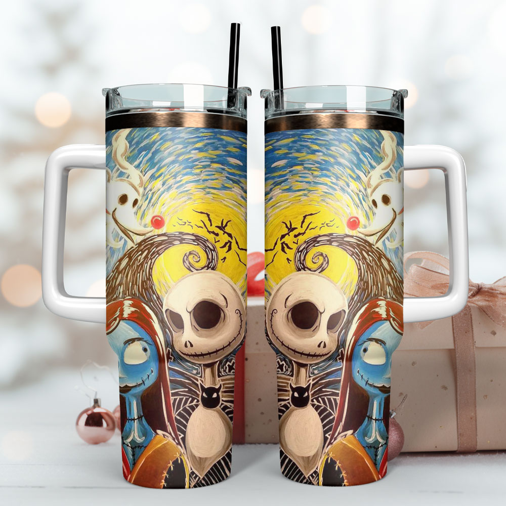 The Nightmare Before Christmas Movie Custom Stanley Quencher 40Oz Stainless Steel Tumbler With Handle - Image 3