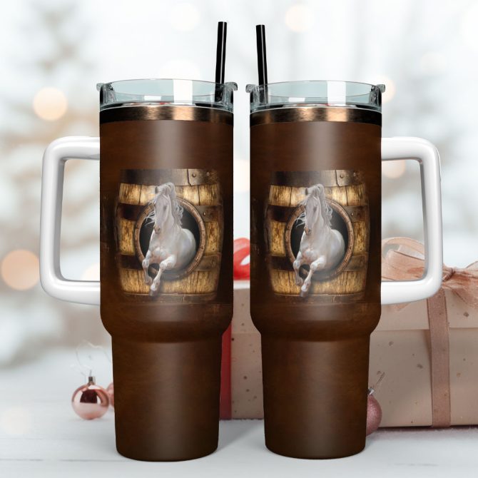 Horse Artwork Custom Stanley Quencher 40Oz Stainless Steel Tumbler With Handle - Image 3