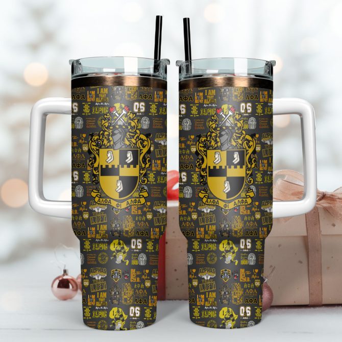 Alpha Phi Alpha Custom Stanley Quencher 40Oz Stainless Steel Tumbler With Handle - Image 3