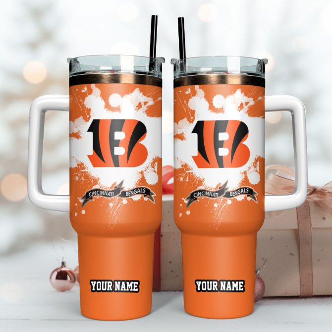 Cincinnati Bengals Football Nfl Sport Custom Stanley Quencher 40Oz Stainless Steel Tumbler With Handle - Image 3