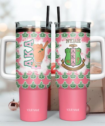 Alpha Kappa Alpha Custom Stanley Quencher 40Oz Stainless Steel Tumbler With Handle