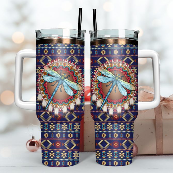 Dragonfly Art Custom Stanley Quencher 40Oz Stainless Steel Tumbler With Handle - Image 3