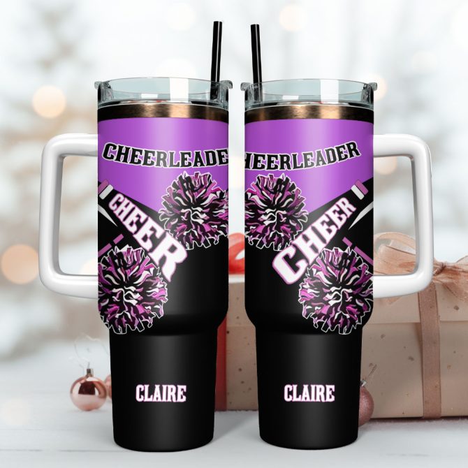 Cheerleader Sport Custom Stanley Quencher 40Oz Stainless Steel Tumbler With Handle - Image 3