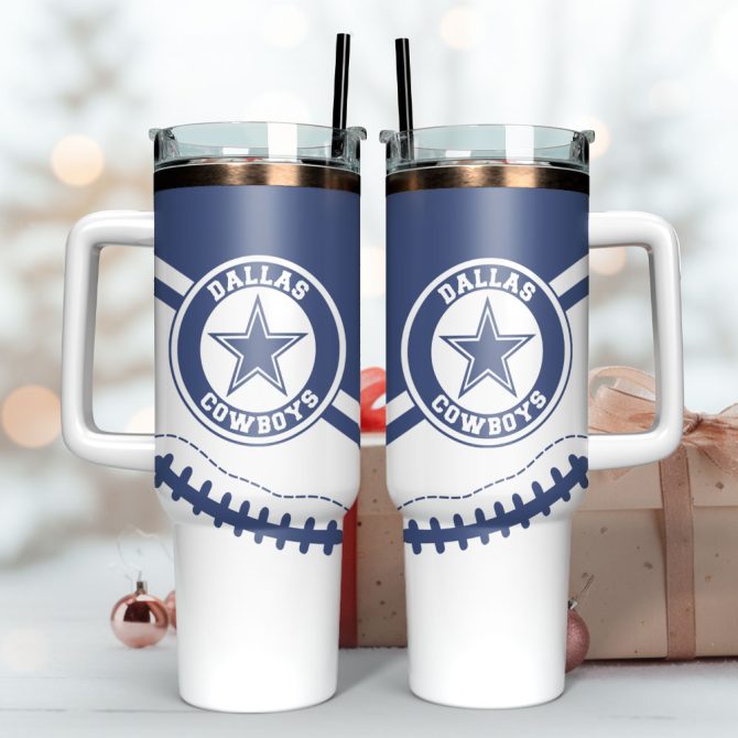 Dallas Cowboys Football Nfl Sportcustom Stanley Quencher 40Oz Stainless Steel Tumbler With Handle - Image 3