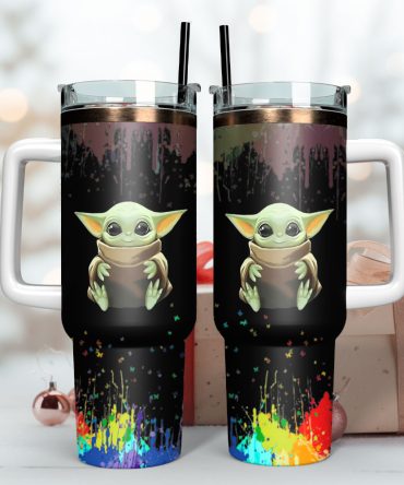 Baby Yoda Movie Custom Stanley Quencher 40Oz Stainless Steel Tumbler With Handle