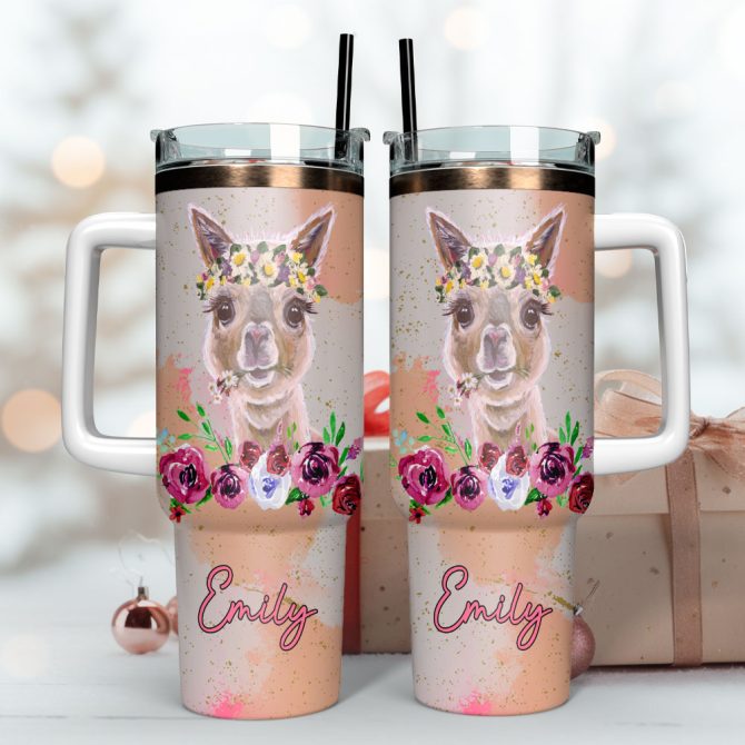 Cute Deer Custom Stanley Quencher 40Oz Stainless Steel Tumbler With Handle - Image 3