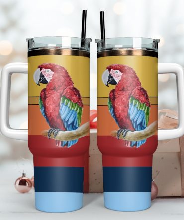 Color Parrot Custom Stanley Quencher 40Oz Stainless Steel Tumbler With Handle